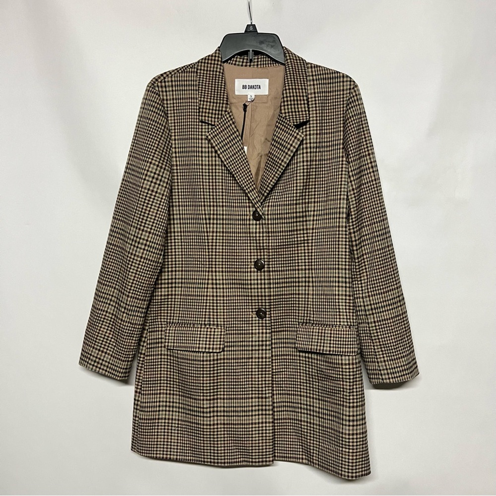 BB Dakota Women's Tan Plaid Blazer